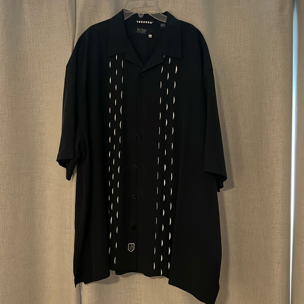 Nat Nast Black Casual Button Down Shirt XXL